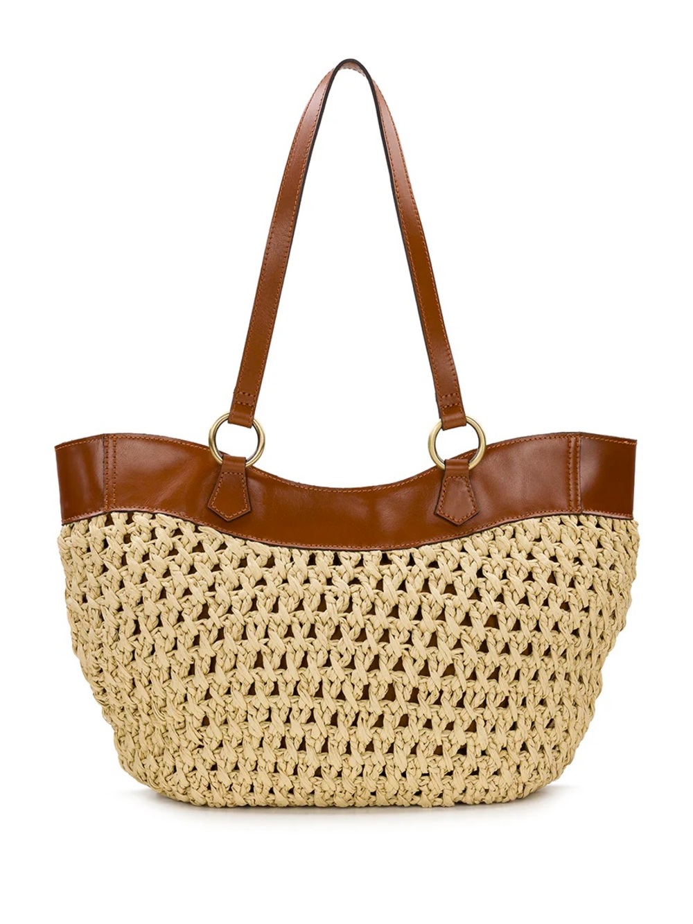 NWT Patricia Nash Meudon Woven Straw Tote Bag | Natural Tan Leather Shoulder Bag - Picture 2 of 4